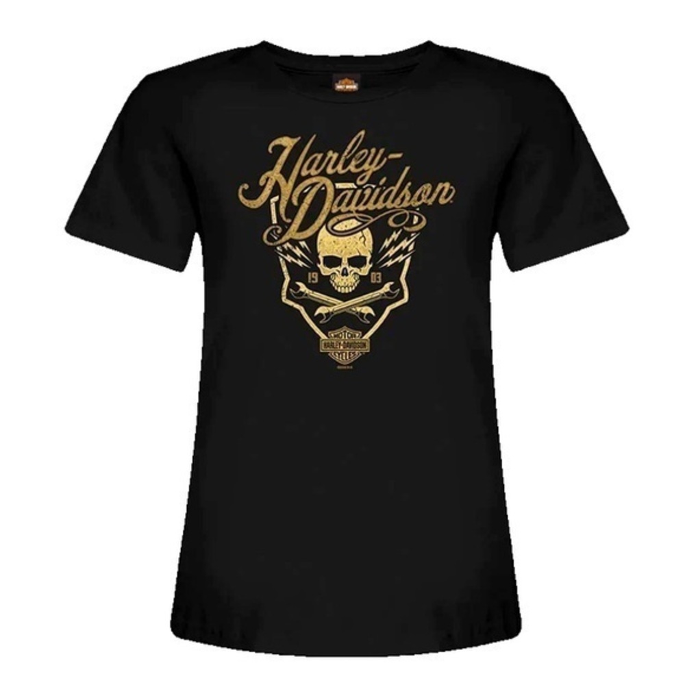 Harley-Davidson Women’s Skull Graphic T-Shirt XL – Black Rockabilly Biker Tee
